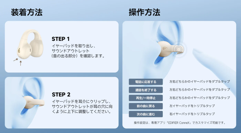 イヤホンのタッチ操作